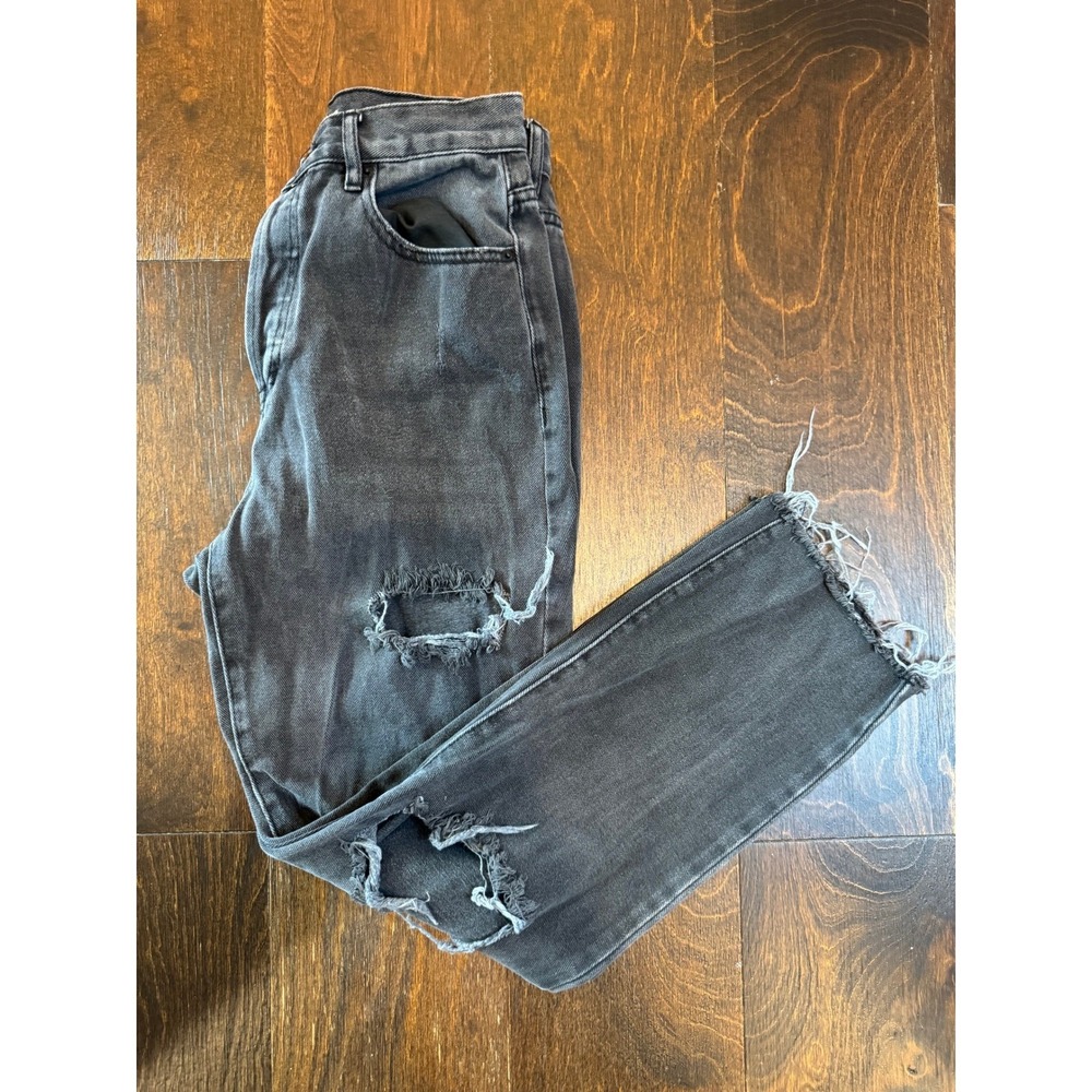 PacSun Women's‎ Size 26 High Rise Straight Distressed Ripped Jeans Gray